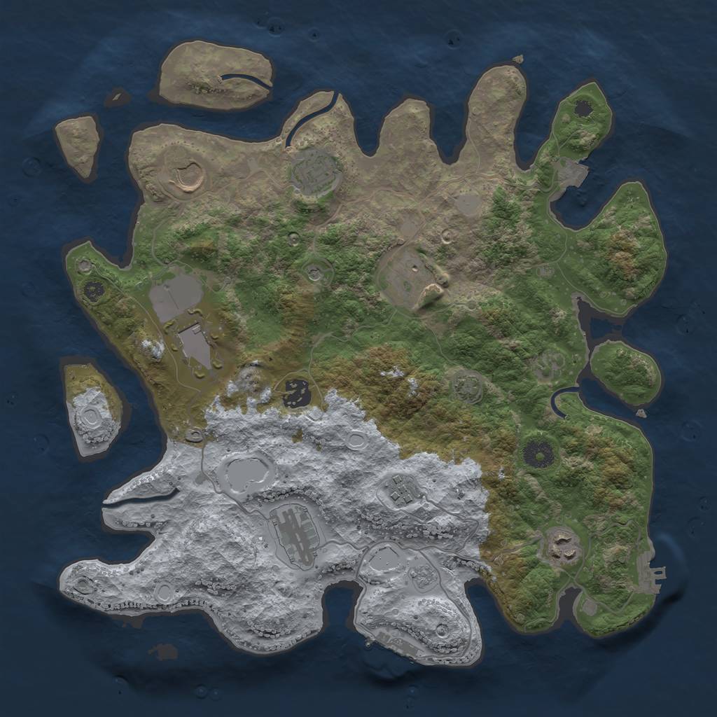 Rust Map: Procedural Map, Size: 3600, Seed: 20137853, 16 Monuments