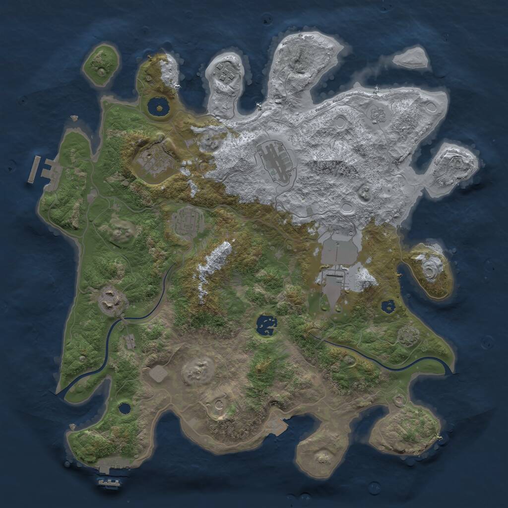 Rust Map: Procedural Map, Size: 3650, Seed: 11644963, 13 Monuments