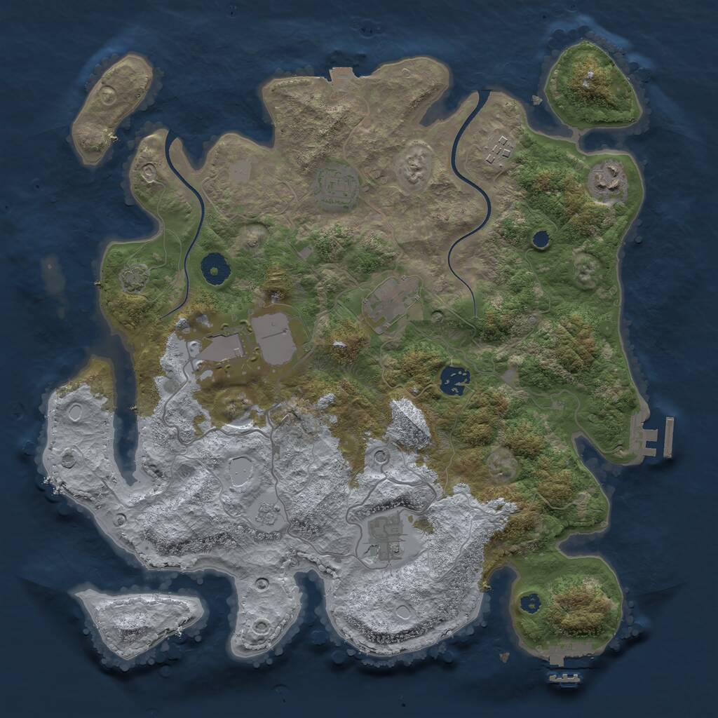Rust Map: Procedural Map, Size: 3600, Seed: 16924674, 13 Monuments