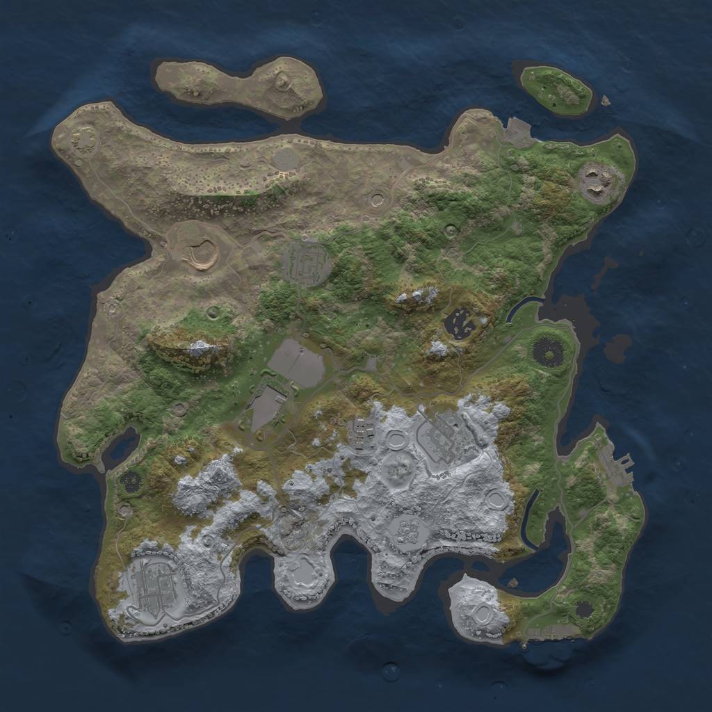 Rust Map: Procedural Map, Size: 3500, Seed: 1135342376, 16 Monuments