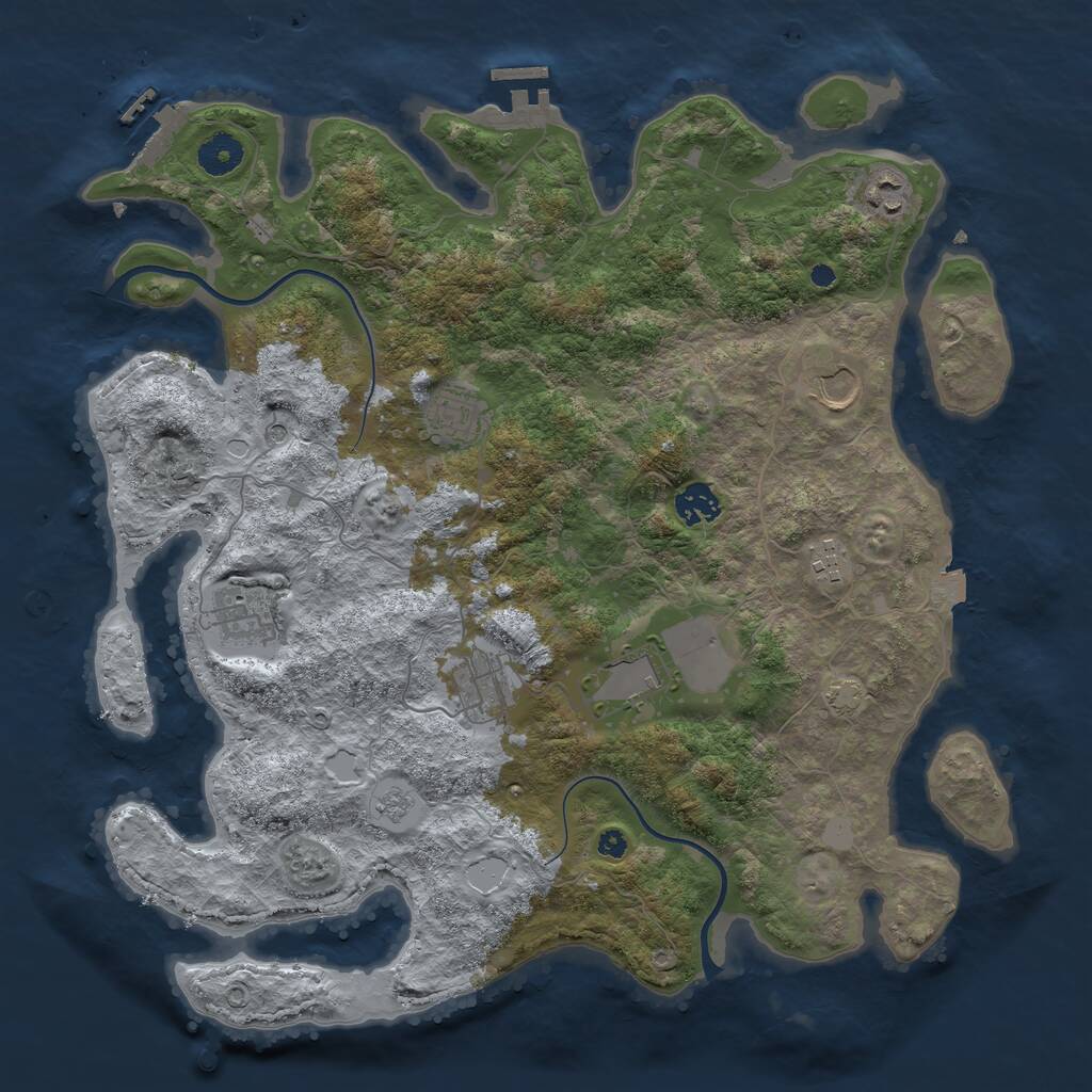 Rust Map: Procedural Map, Size: 3850, Seed: 46181254, 14 Monuments