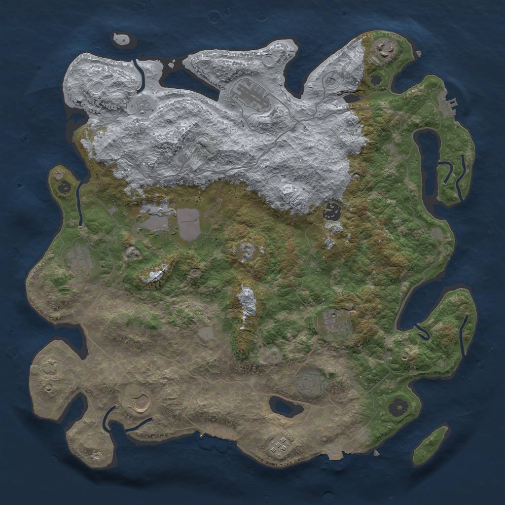 Rust Map: Procedural Map, Size: 4100, Seed: 27221226, 17 Monuments