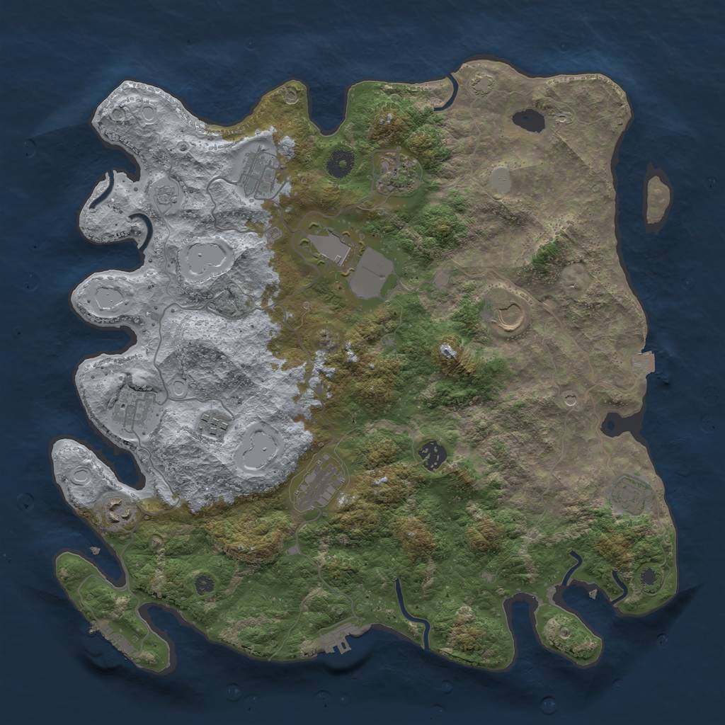 Rust Map: Procedural Map, Size: 3950, Seed: 198289194, 18 Monuments