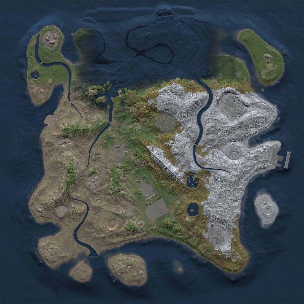 Rust Map: Procedural Map, Size: 3600, Seed: 8705186, 15 Monuments