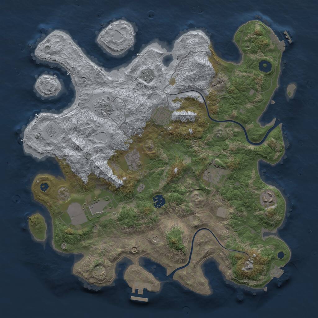 Rust Map: Procedural Map, Size: 3750, Seed: 36568103, 14 Monuments