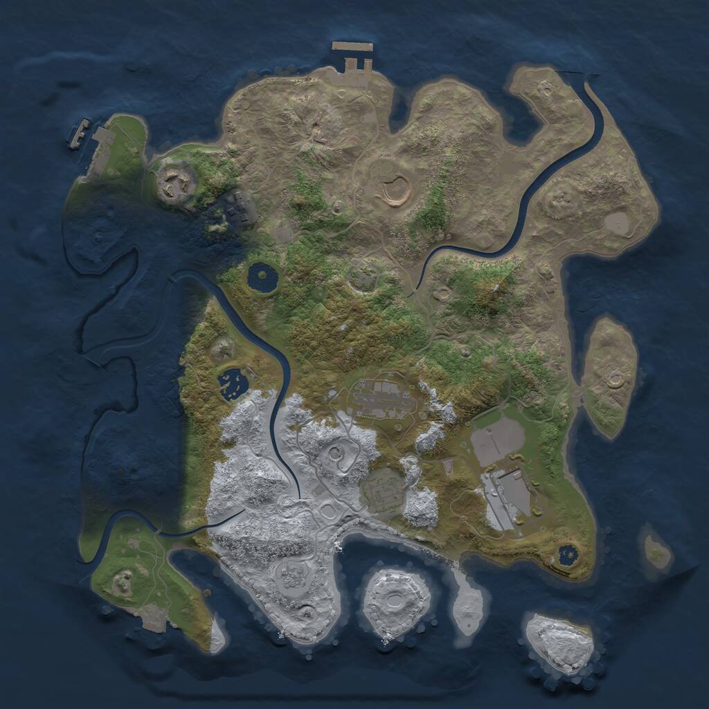 Rust Map: Procedural Map, Size: 3500, Seed: 727814669, 13 Monuments
