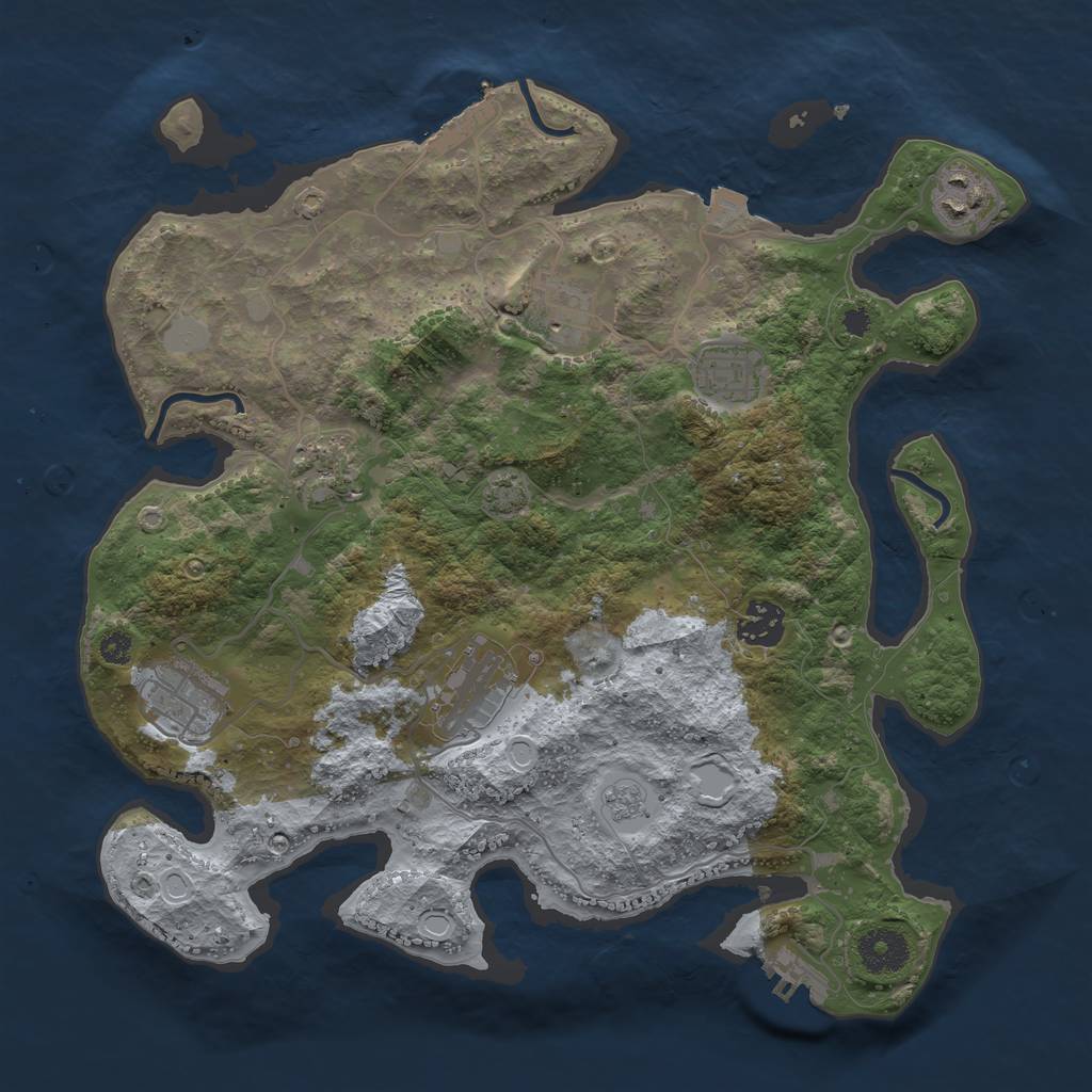 Rust Map: Procedural Map, Size: 3400, Seed: 23399568, 14 Monuments