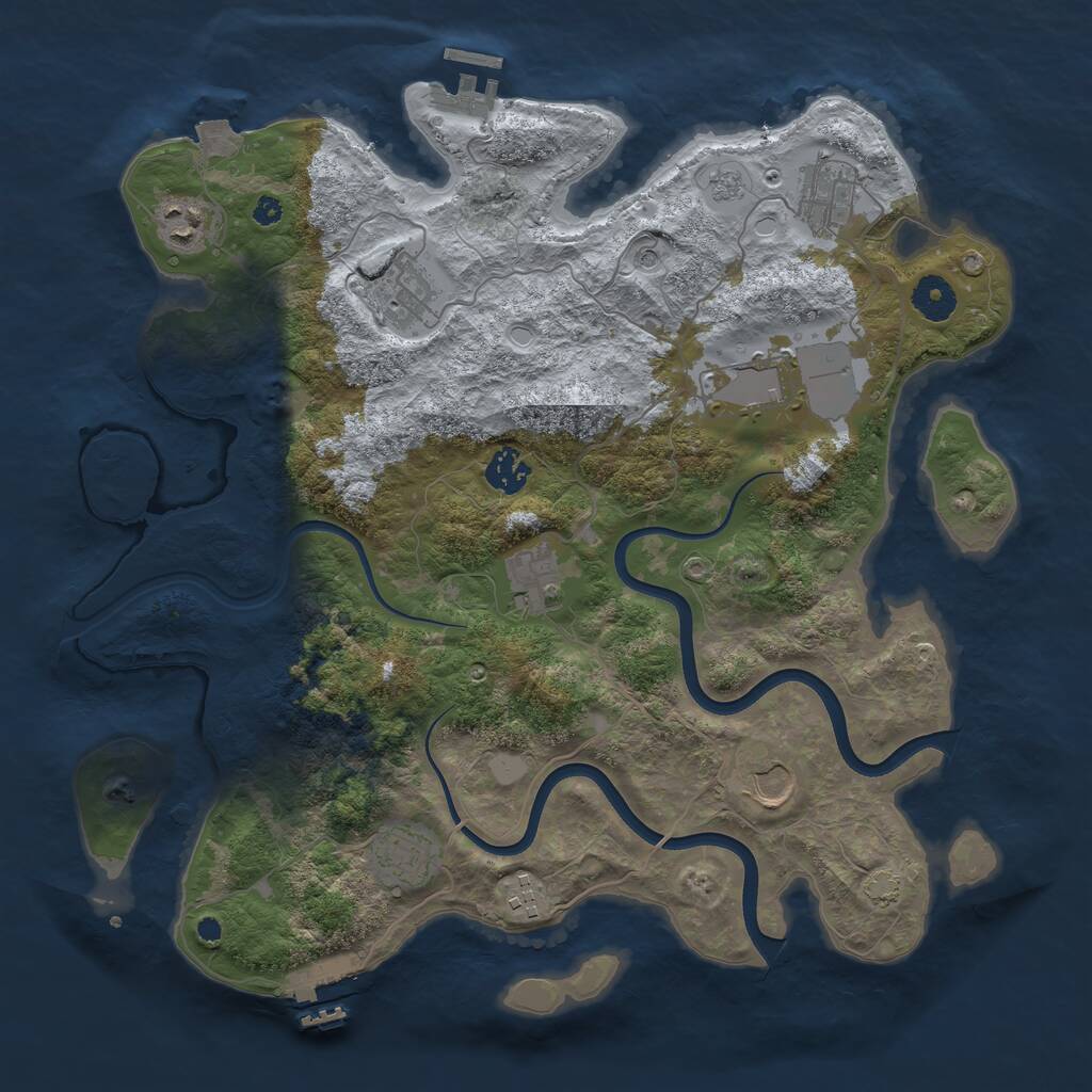 Rust Map: Procedural Map, Size: 3750, Seed: 17016998, 15 Monuments
