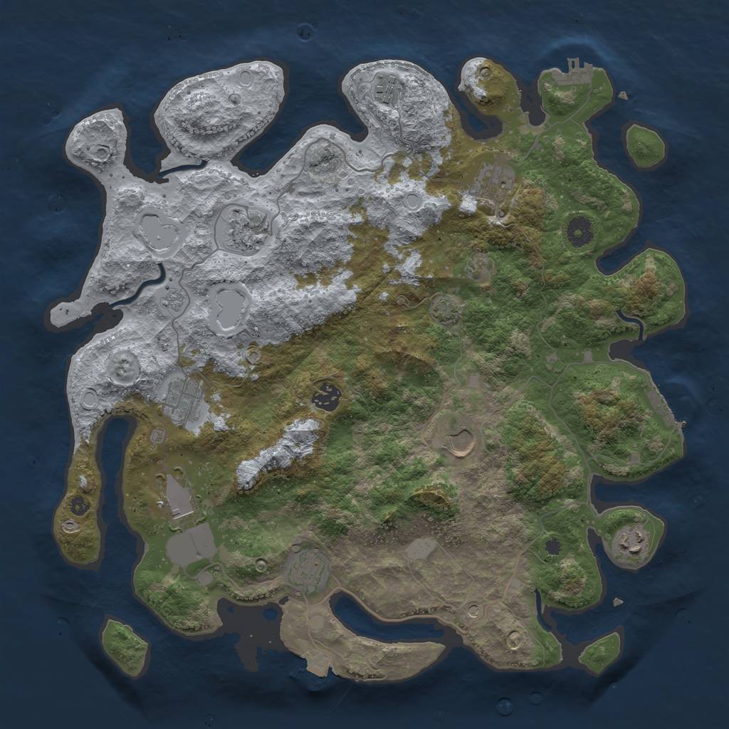 Rust Map: Procedural Map, Size: 3900, Seed: 53066059, 17 Monuments