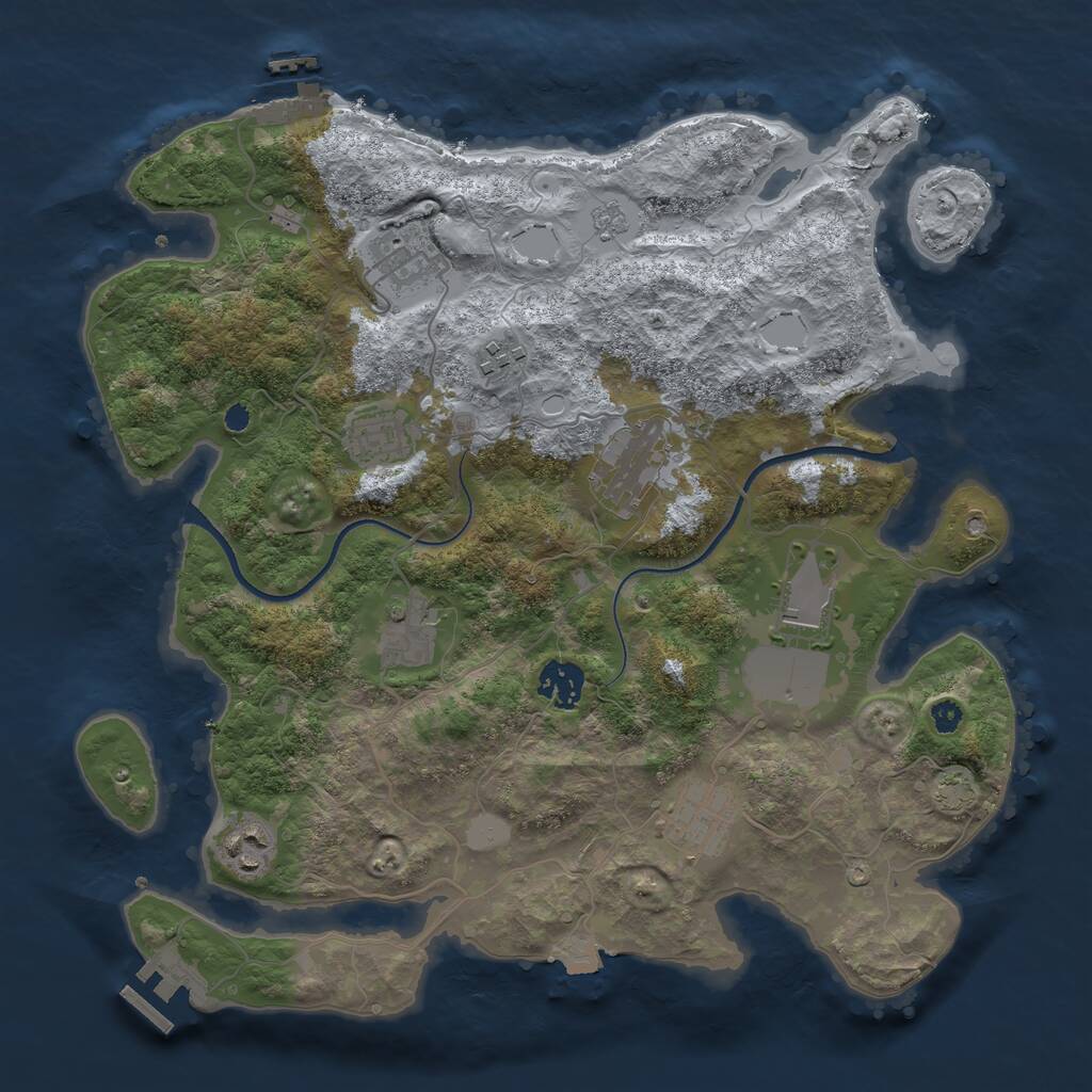 Rust Map: Procedural Map, Size: 3500, Seed: 1008619176, 14 Monuments
