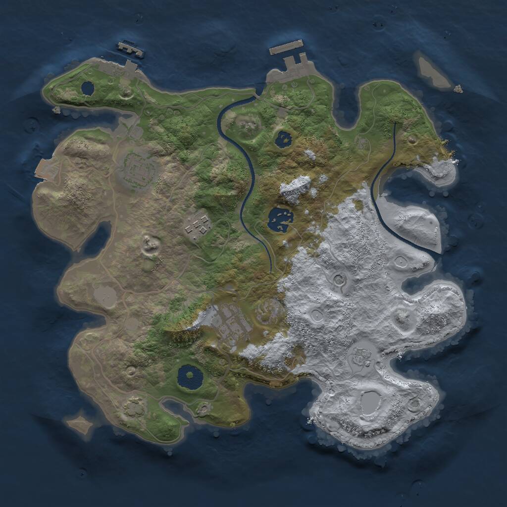 Rust Map: Procedural Map, Size: 3000, Seed: 581365, 10 Monuments