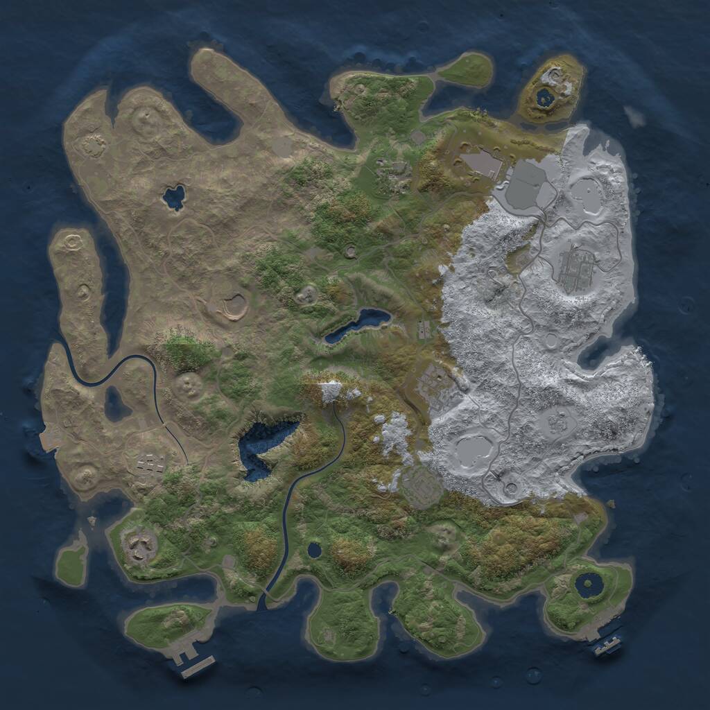Rust Map: Procedural Map, Size: 4000, Seed: 716336336, 14 Monuments