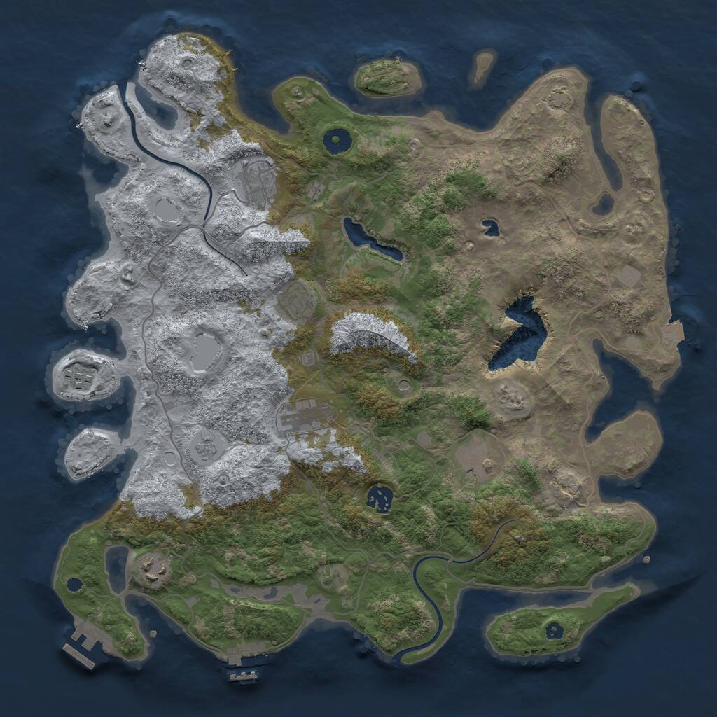 Rust Map: Procedural Map, Size: 4000, Seed: 85638612, 13 Monuments