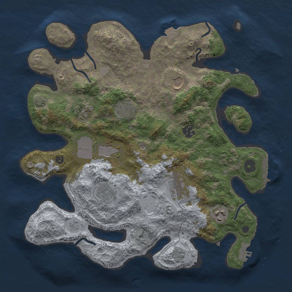 Rust Map: Procedural Map, Size: 3500, Seed: 2013505849, 17 Monuments