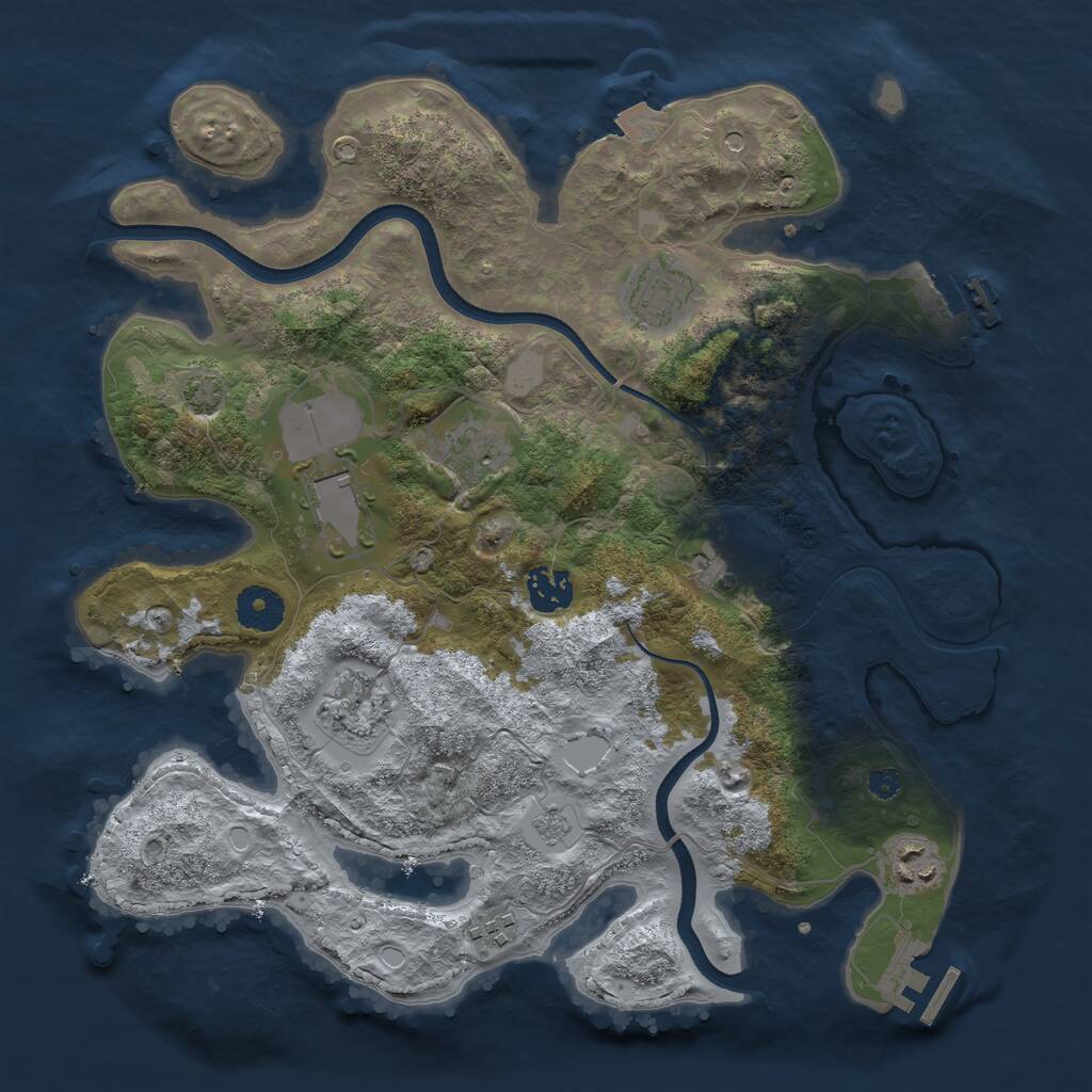 Rust Map: Procedural Map, Size: 3500, Seed: 2013505849, 14 Monuments