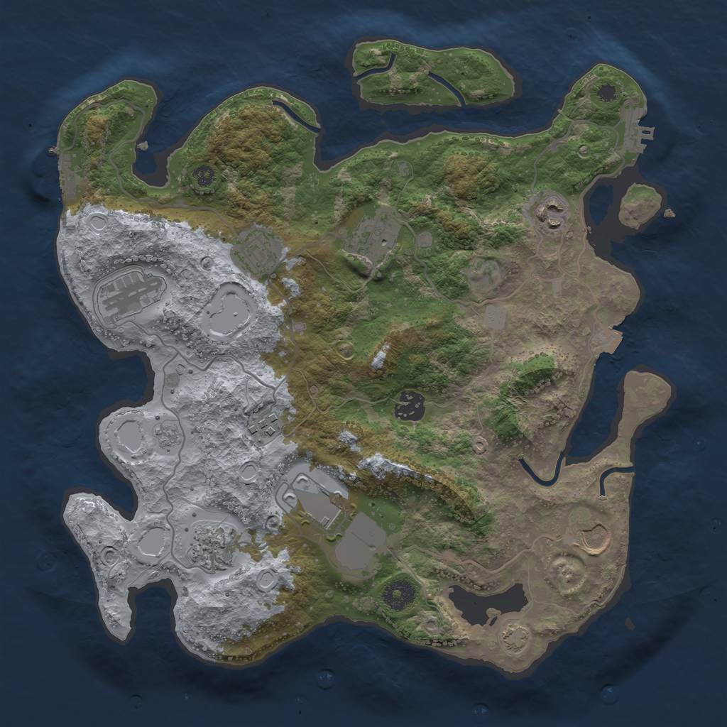 Rust Map: Procedural Map, Size: 3500, Seed: 77858986, 16 Monuments