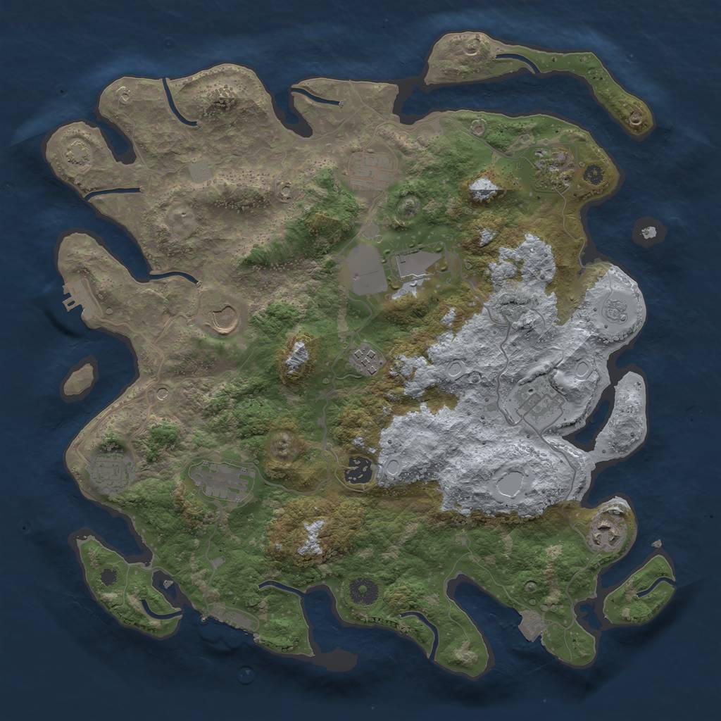 Rust Map: Procedural Map, Size: 3800, Seed: 625666893, 18 Monuments