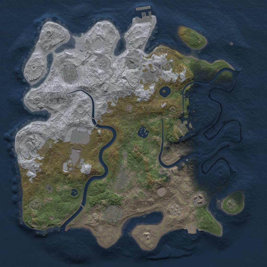 Rust Map: Procedural Map, Size: 3650, Seed: 6983426, 15 Monuments