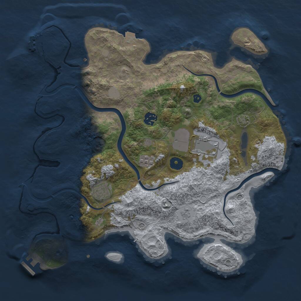 Rust Map: Procedural Map, Size: 3500, Seed: 1308423762, 10 Monuments