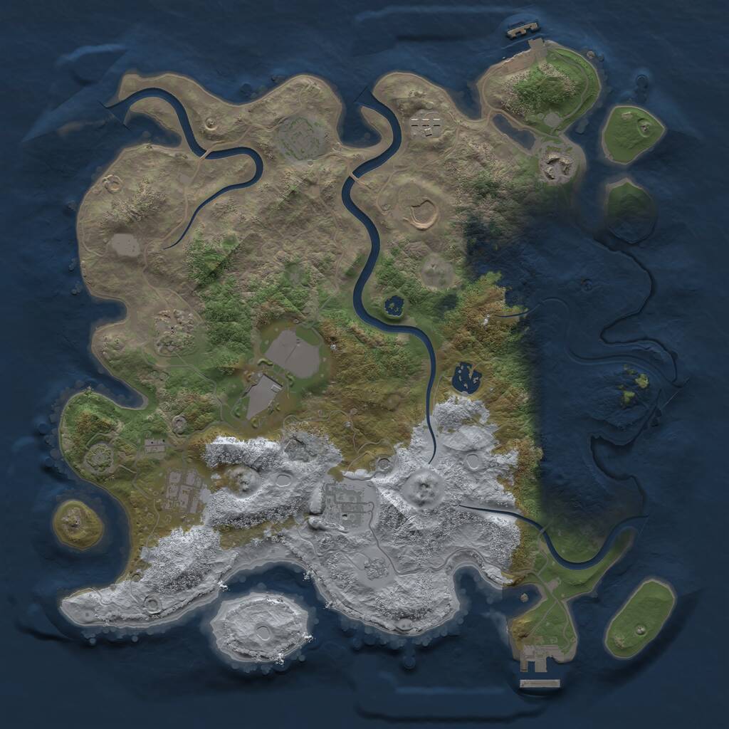 Rust Map: Procedural Map, Size: 3700, Seed: 1754985422, 15 Monuments