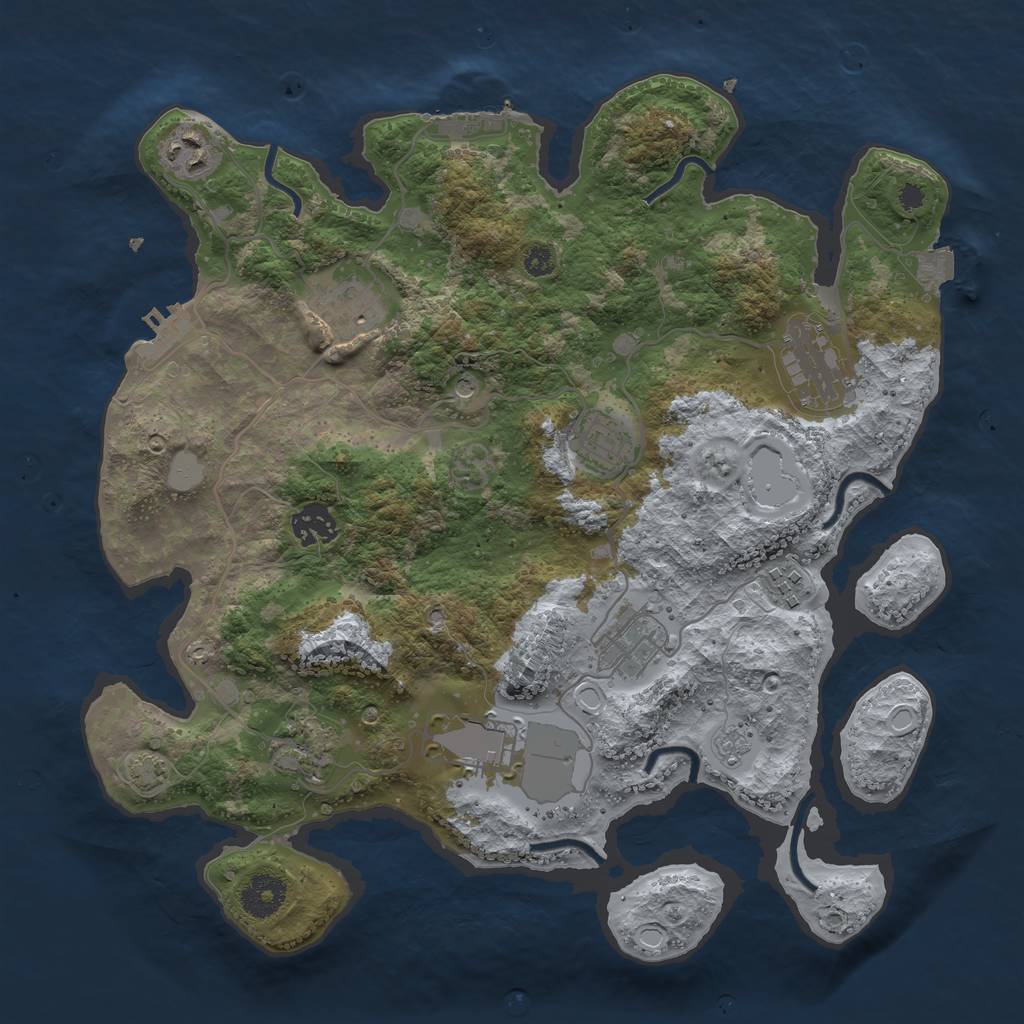 Rust Map: Procedural Map, Size: 3500, Seed: 1218337327, 17 Monuments