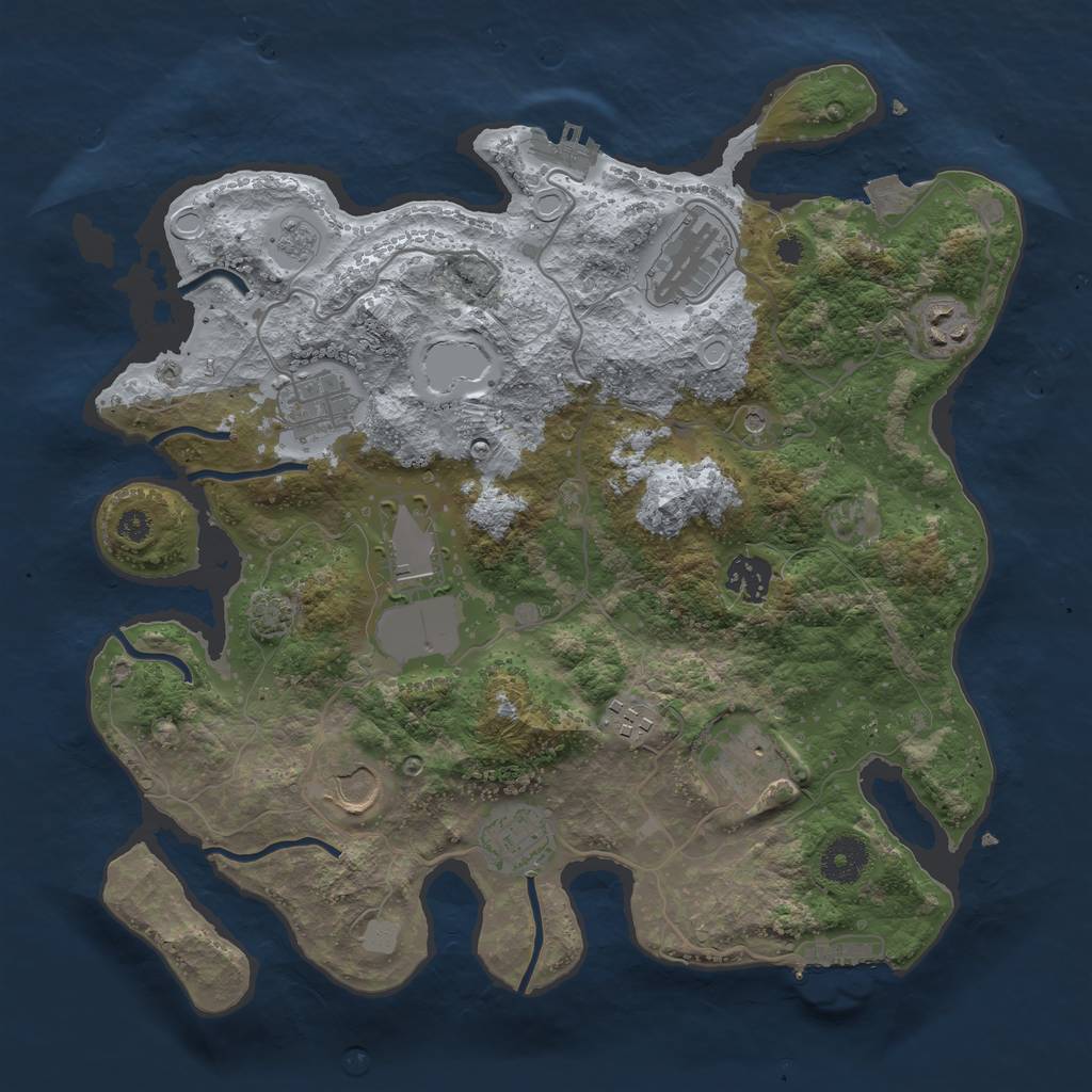 Rust Map: Procedural Map, Size: 3500, Seed: 364848422, 17 Monuments