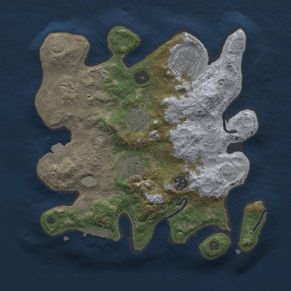 Rust Map: Procedural Map, Size: 3000, Seed: 30233, 12 Monuments