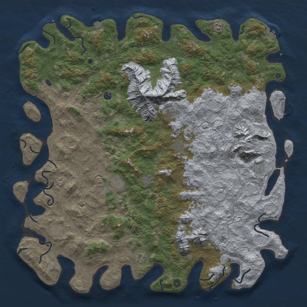 Rust Map: Procedural Map, Size: 6000, Seed: 285387030, 19 Monuments
