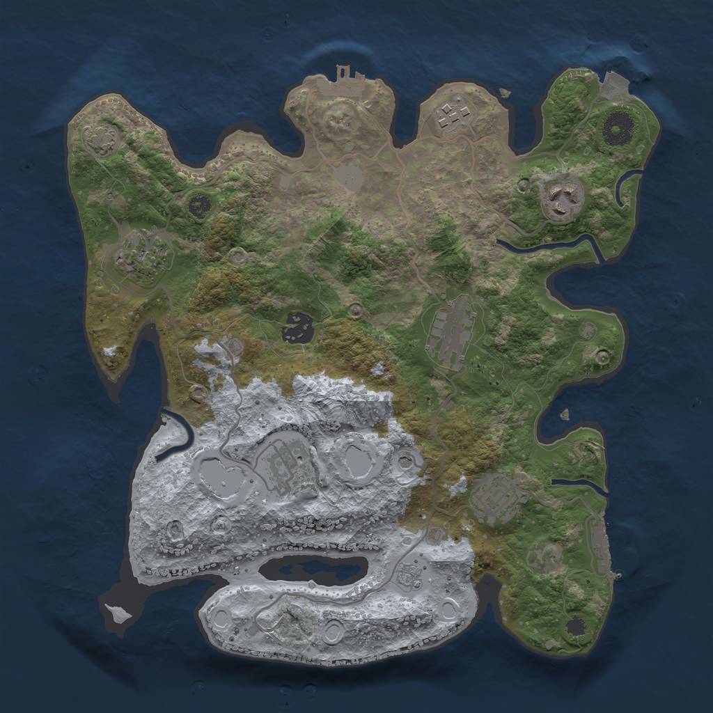 Rust Map: Procedural Map, Size: 3250, Seed: 1220369052, 15 Monuments