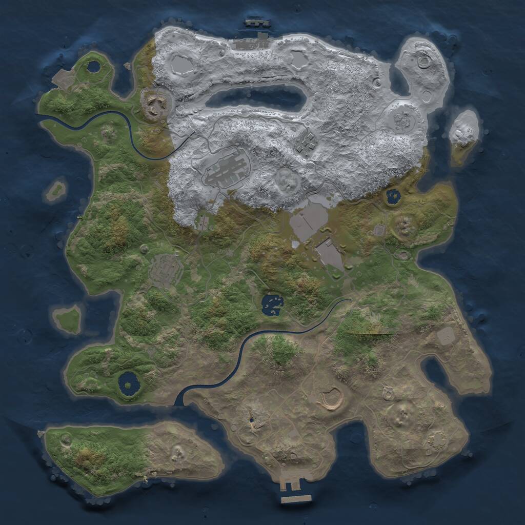 Rust Map: Procedural Map, Size: 3500, Seed: 114314200, 12 Monuments