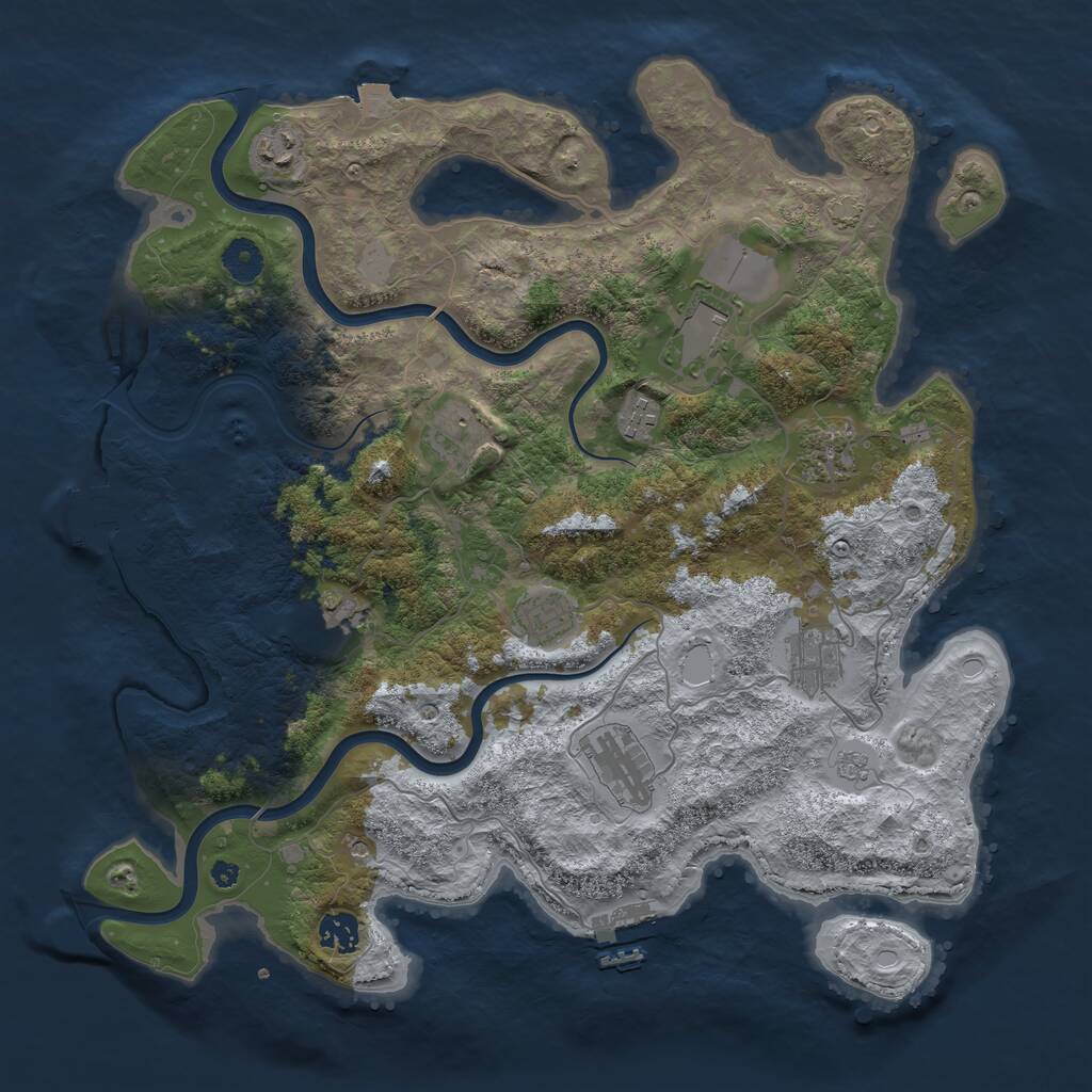 Rust Map: Procedural Map, Size: 3950, Seed: 646328159, 16 Monuments