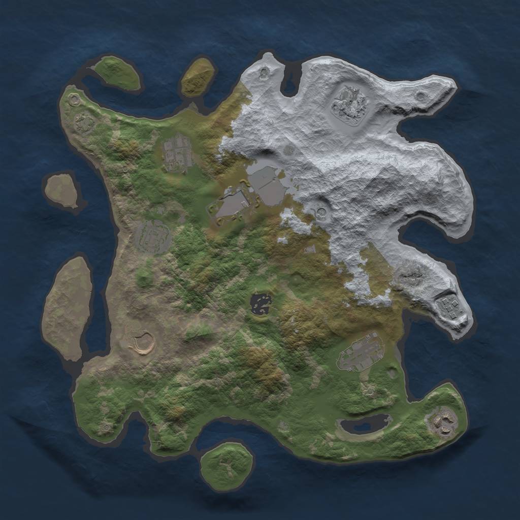 Rust Map: Barren, Size: 3500, Seed: 41972667, 13 Monuments