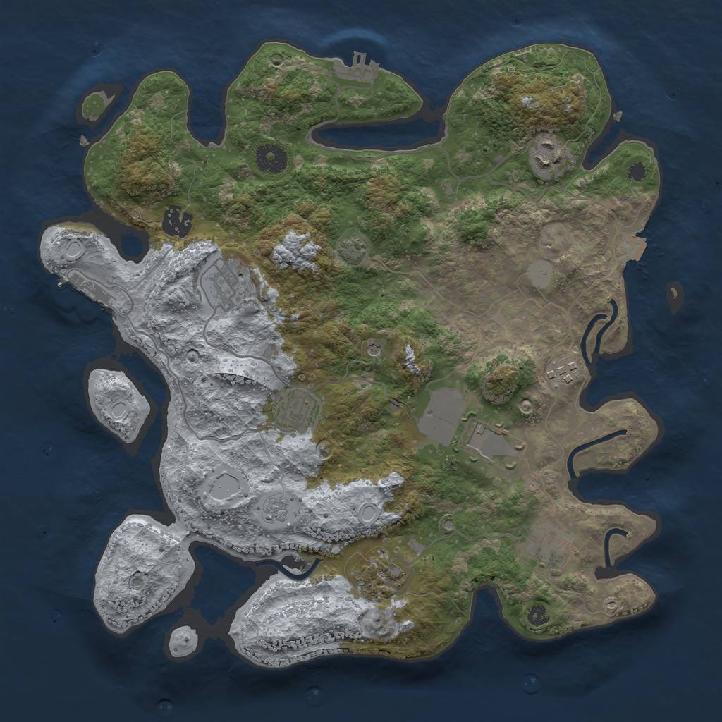 Rust Map: Procedural Map, Size: 3500, Seed: 12686, 16 Monuments