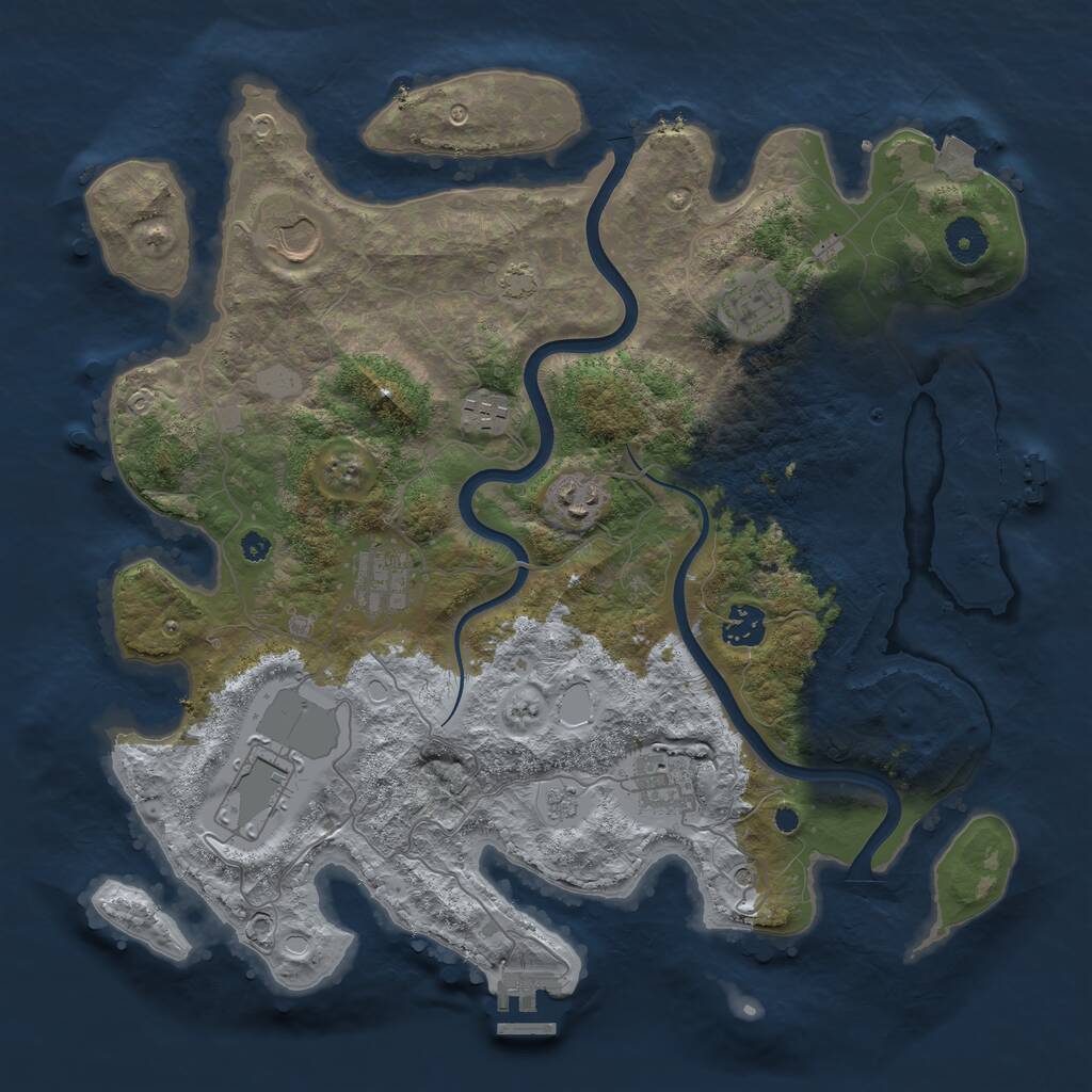 Rust Map: Procedural Map, Size: 3750, Seed: 80158528, 14 Monuments