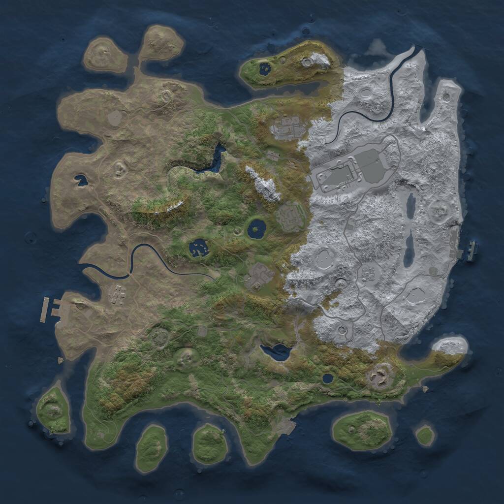 Rust Map: Procedural Map, Size: 4000, Seed: 551743279, 13 Monuments