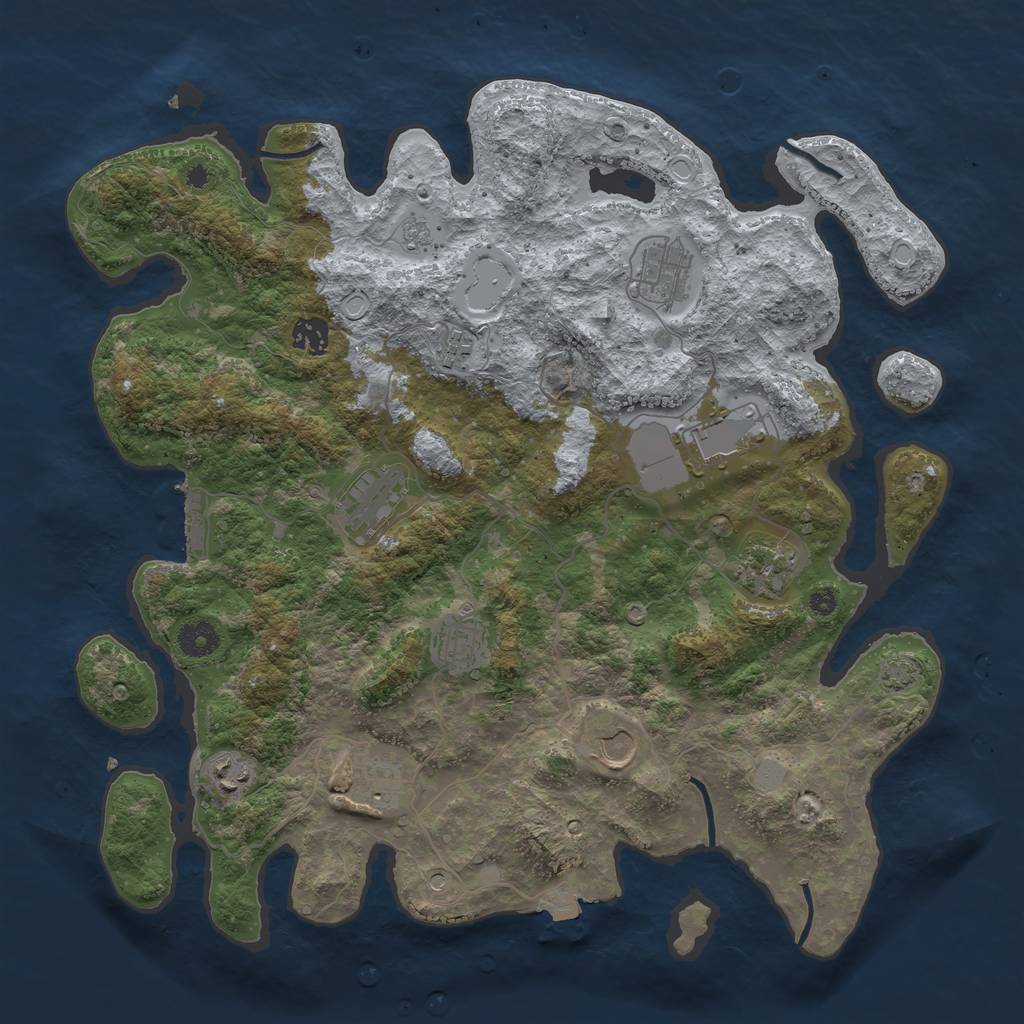 Rust Map: Procedural Map, Size: 3950, Seed: 92805716, 17 Monuments