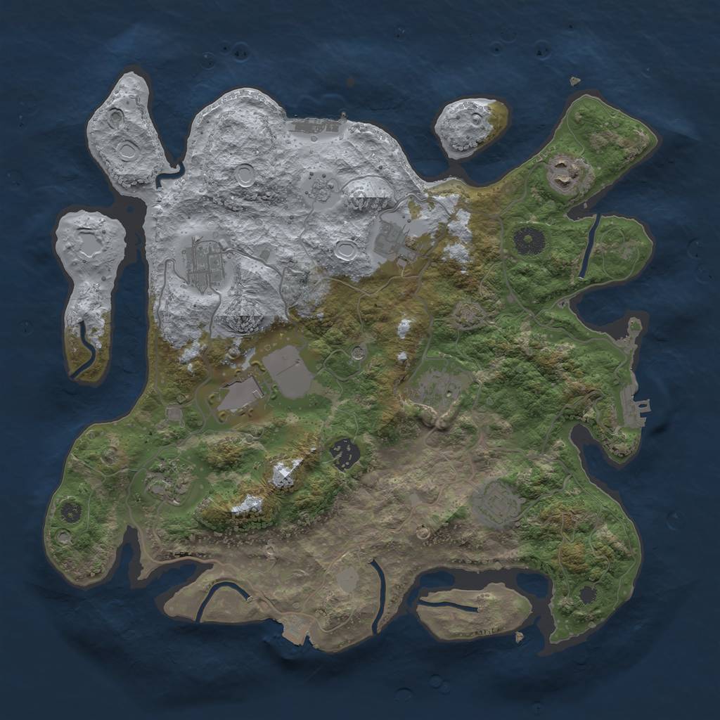 Rust Map: Procedural Map, Size: 3600, Seed: 68995506, 16 Monuments