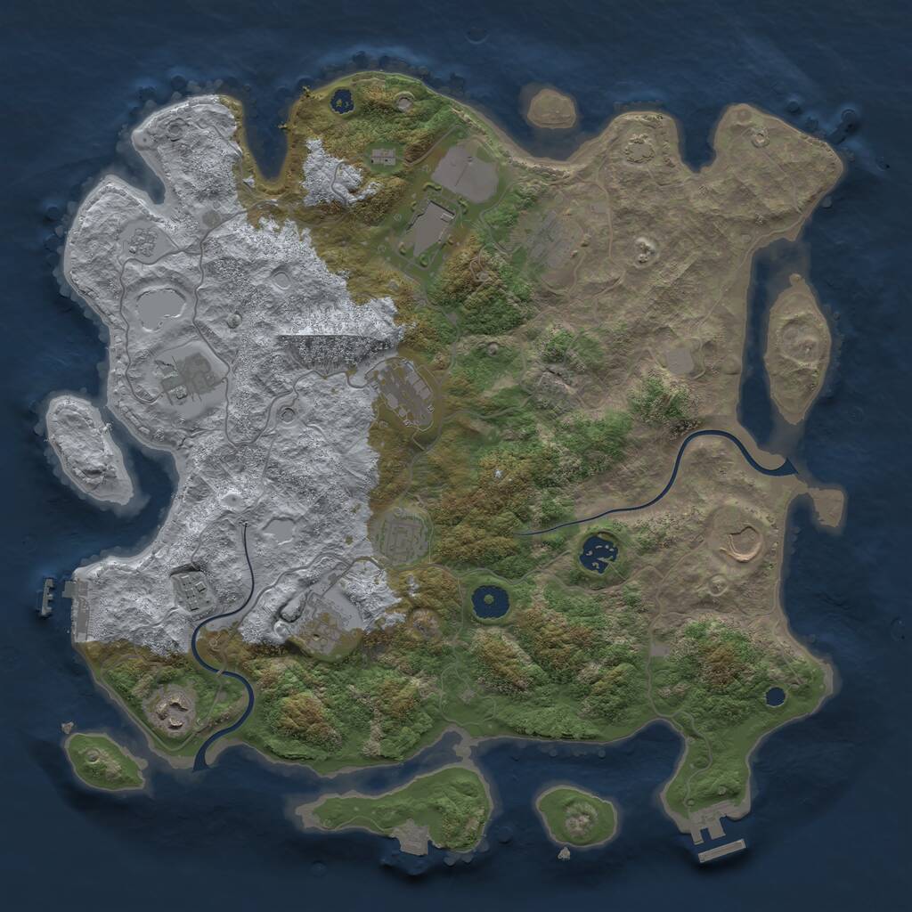 Rust Map: Procedural Map, Size: 3850, Seed: 22173453, 16 Monuments
