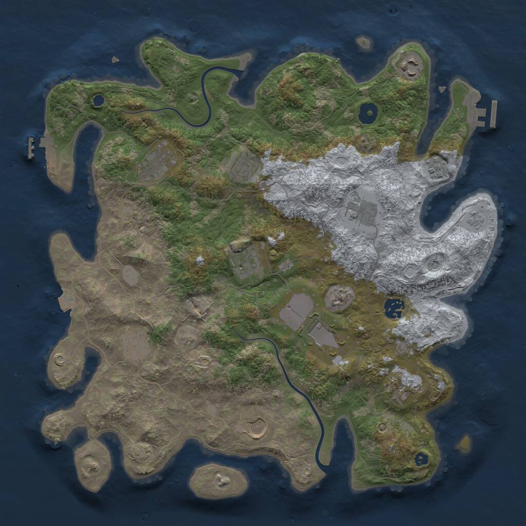 Rust Map: Procedural Map, Size: 3850, Seed: 32917825, 17 Monuments
