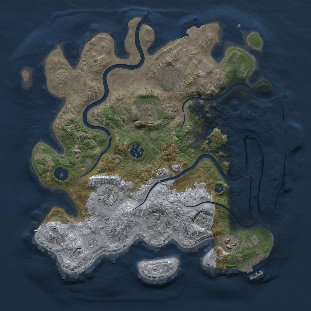 Rust Map: Procedural Map, Size: 3400, Seed: 61201176, 12 Monuments