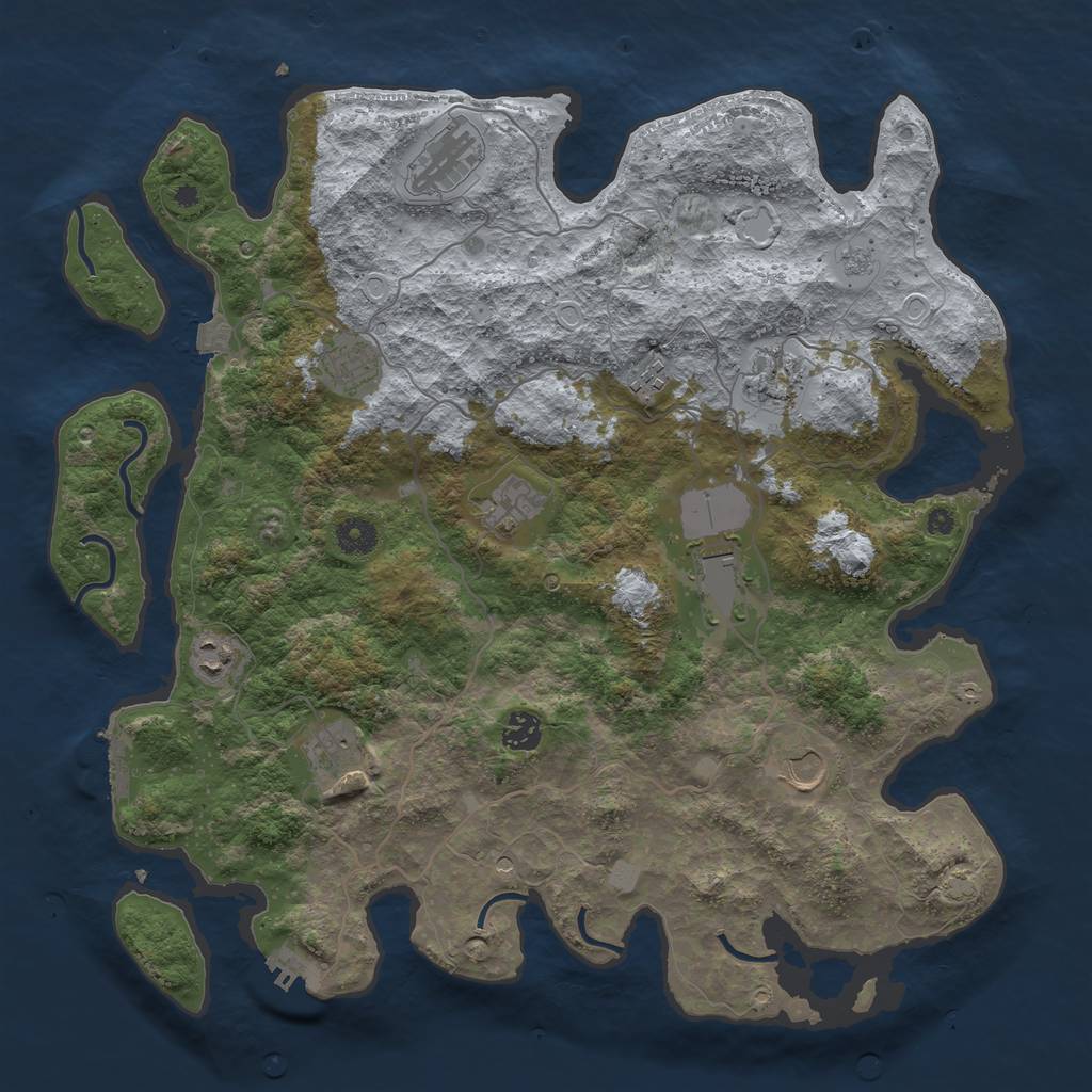 Rust Map: Procedural Map, Size: 4100, Seed: 27569347, 18 Monuments