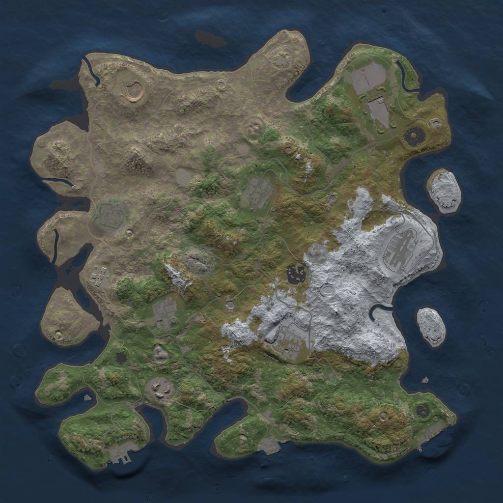 Rust Map: Procedural Map, Size: 3750, Seed: 4646, 17 Monuments