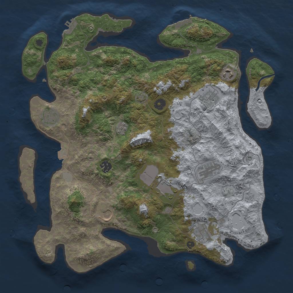 Rust Map: Procedural Map, Size: 3850, Seed: 89941661, 17 Monuments