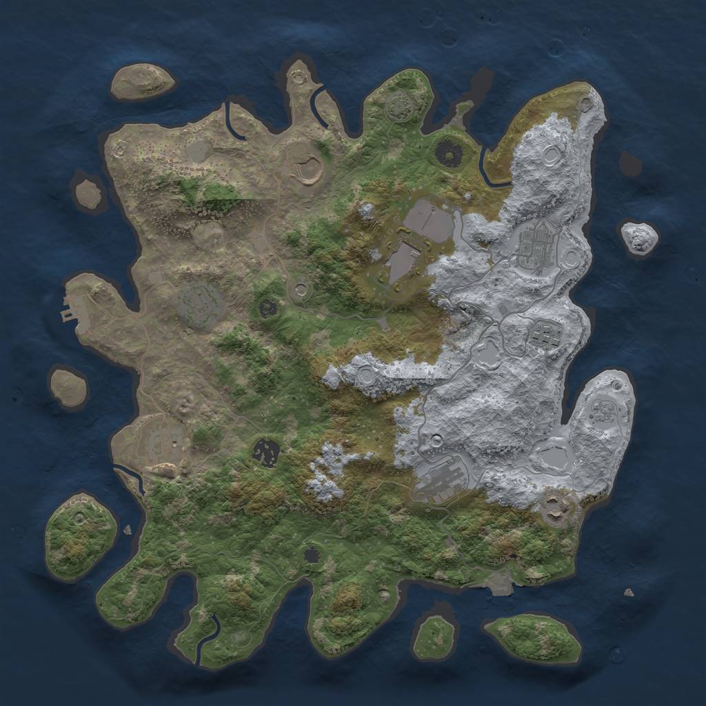 Rust Map: Procedural Map, Size: 3850, Seed: 49896042, 16 Monuments