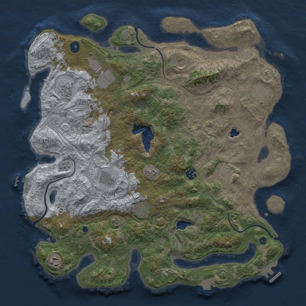 Rust Map: Procedural Map, Size: 4300, Seed: 33838150, 16 Monuments