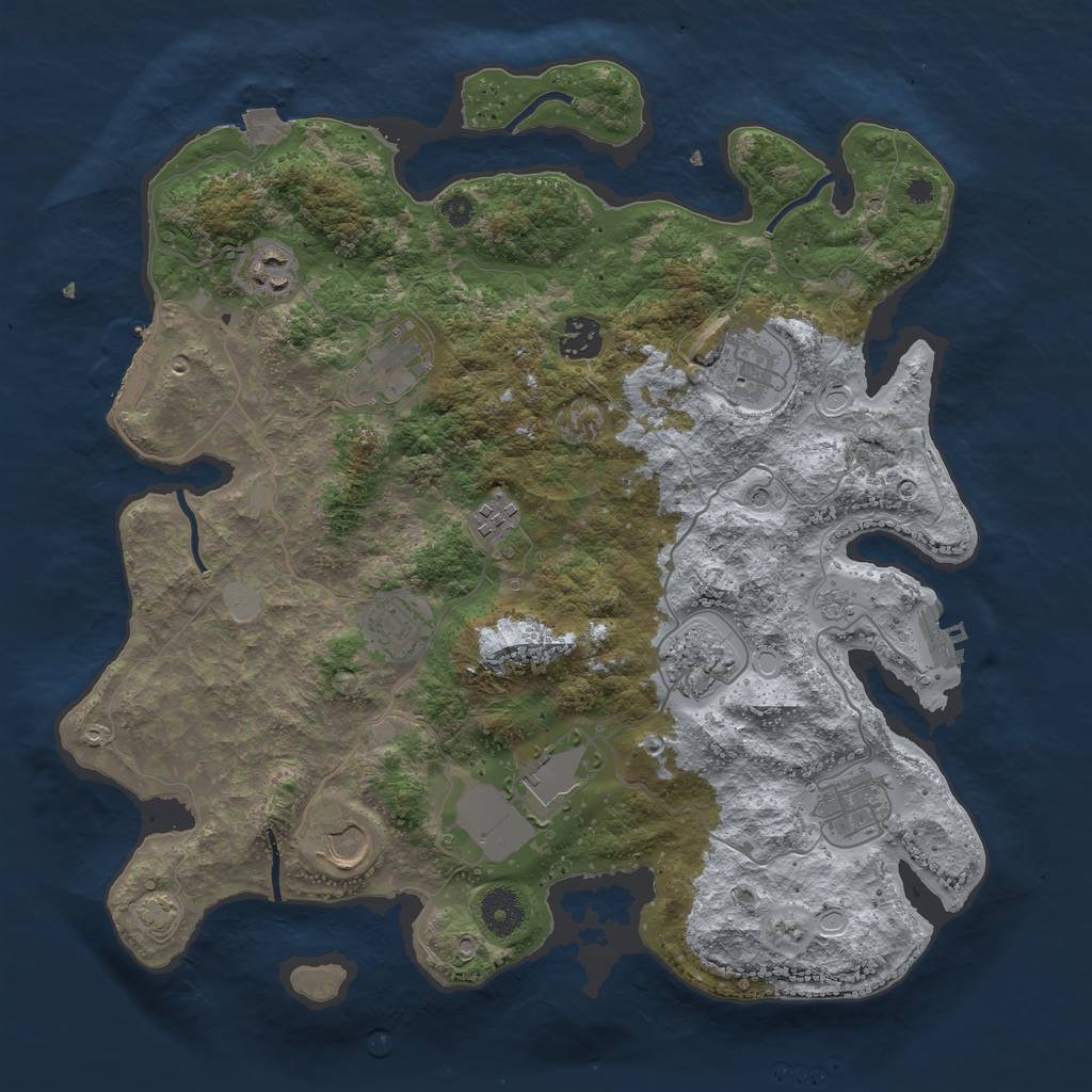 Rust Map: Procedural Map, Size: 3700, Seed: 24150730, 18 Monuments