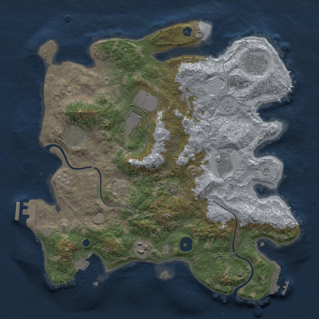 Rust Map: Procedural Map, Size: 3500, Seed: 7340893, 12 Monuments