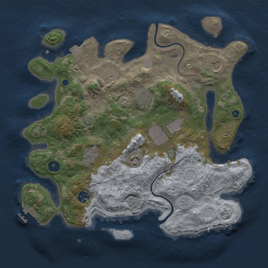 Rust Map: Procedural Map, Size: 3500, Seed: 31475977, 12 Monuments