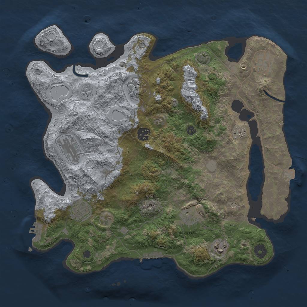 Rust Map: Procedural Map, Size: 3450, Seed: 3940345, 16 Monuments
