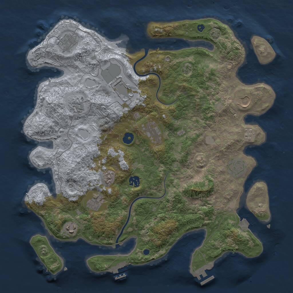 Rust Map: Procedural Map, Size: 3950, Seed: 15158095, 16 Monuments